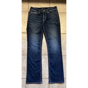 BKE Jeans Mens 32x34 Aiden Bootcut Blue Denim Stretch Comfort Buckle whiskering